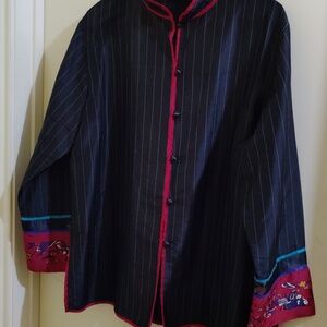Chico's Design Black and Red Silk Jacket